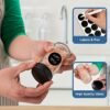 360° rotating spice rack with 18 glass jars, designed for easy access and space-saving storage.