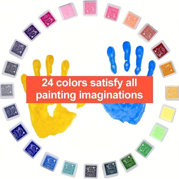 12-Color Stamp Pad Set for Crafts, Scrapbooking & Fingerprint Art - Perfect for DIY Projects & Birthday Parties