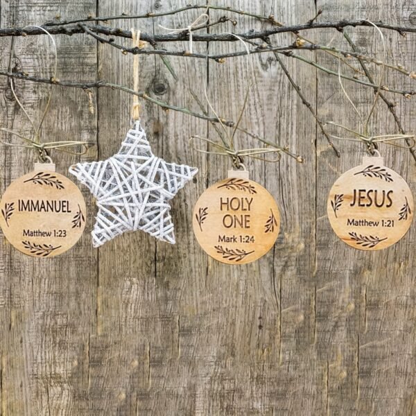25pcs classic wooden Jesus name ornaments for Christmas and Easter tree decorations
