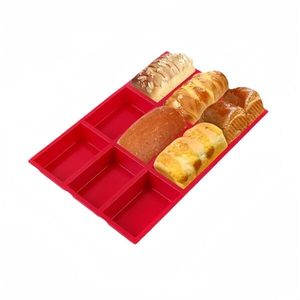 9-cavity silicone mini loaf pan for baking individual portions of bread, cakes, or desserts