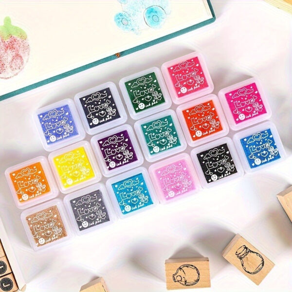 12-Color Stamp Pad Set for Crafts, Scrapbooking & Fingerprint Art - Perfect for DIY Projects & Birthday Parties