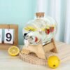 1L glass beverage dispenser with faucet for serving drinks at parties and gatherings