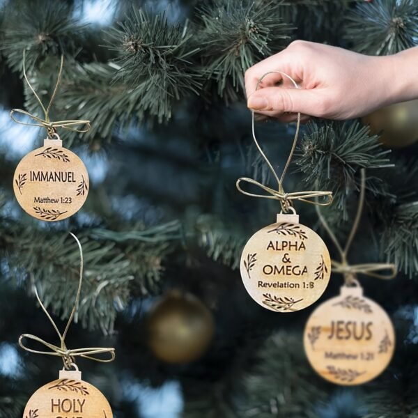 25pcs classic wooden Jesus name ornaments for Christmas and Easter tree decorations