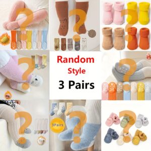 3 Pairs Baby Boys Cartoon Winter Thick Socks Warm Stockings for Children