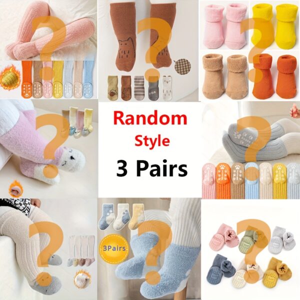 3 Pairs Baby Boys Cartoon Winter Thick Socks Warm Stockings for Children