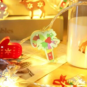 1pc Christmas LED string lights featuring Santa Claus, snowman, Christmas tree, and stocking decorations for holiday décor