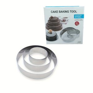 Stainless Steel Cake Rings Set of 3 for precise cake shaping and professional baking.