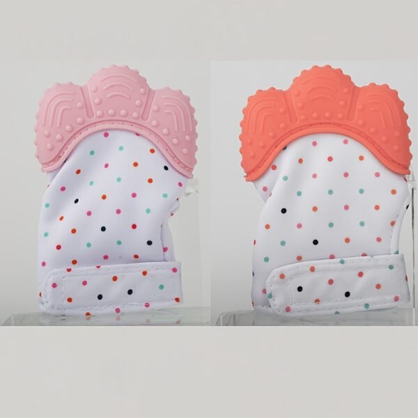 2-Pack of Dot-Patterned Teething Gloves - Silicone Teething Mitts for Babies, Scratch-Resistant Protective Gloves for 0-12 Months