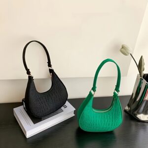 Fashion top-handle handbag for women in black, khaki, and green with solid color design, fixed shoulder straps, faux leather lining, and zipper closure.