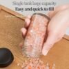360° rotating spice rack with 18 glass jars, designed for easy access and space-saving storage.