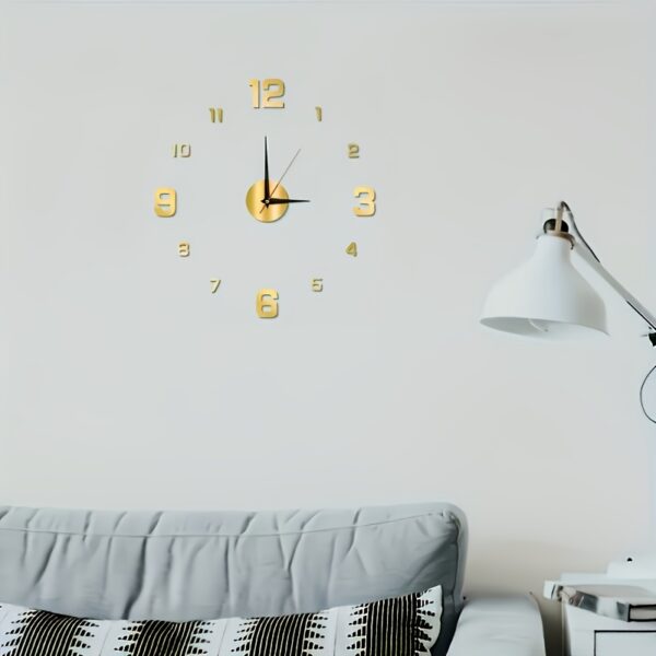 Modern 3D digital wall clock with large LED display, silent operation, glow-in-the-dark feature, battery-powered, perfect for living room, bedroom, kitchen, or office decor.