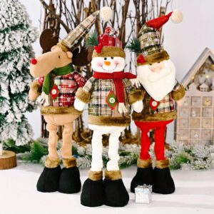 3-piece festive Christmas decorations set featuring a retro Santa Claus, a cheerful snowman, and a whimsical reindeer in vibrant holiday colors.