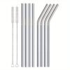 10pcs stainless steel straw set with cleaning brushes for reusable, eco-friendly sipping