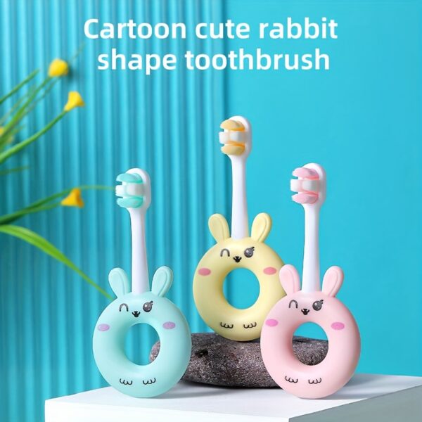 Soft silicone baby toothbrush for toddlers 0-3 years, gentle cleaning with super soft bristles, cute cartoon design.