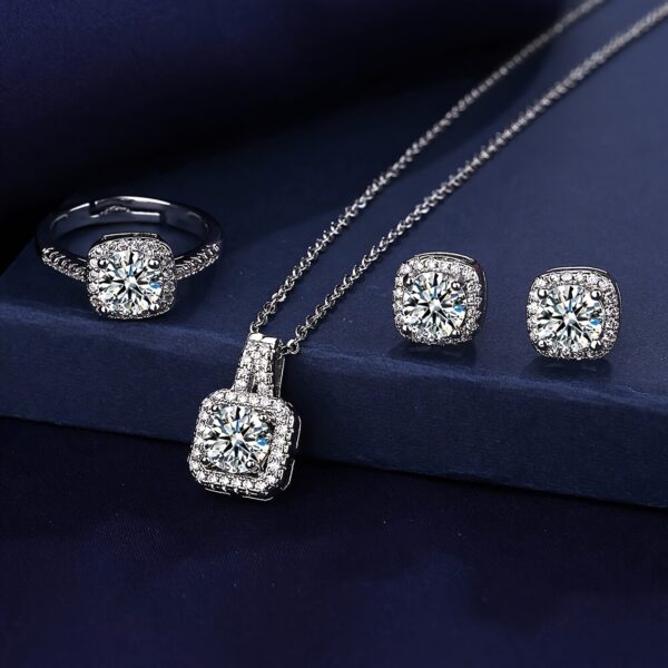 4-Piece Jewelry Set - Necklace, Earrings, and Rings - Elegant Accessories for Parties and Gifts