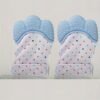 2-Pack of Dot-Patterned Teething Gloves - Silicone Teething Mitts for Babies, Scratch-Resistant Protective Gloves for 0-12 Months