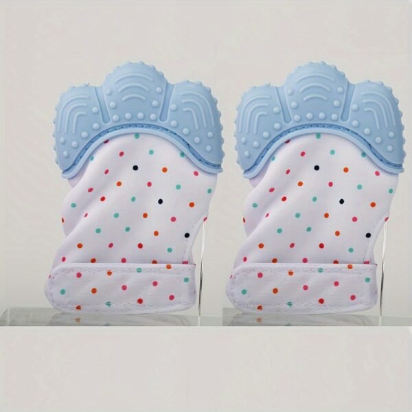2-Pack of Dot-Patterned Teething Gloves - Silicone Teething Mitts for Babies, Scratch-Resistant Protective Gloves for 0-12 Months