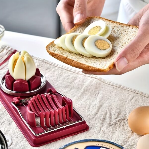 2-in-1 Stainless Steel Egg Slicer with two slicing options for eggs, mushrooms, and more.