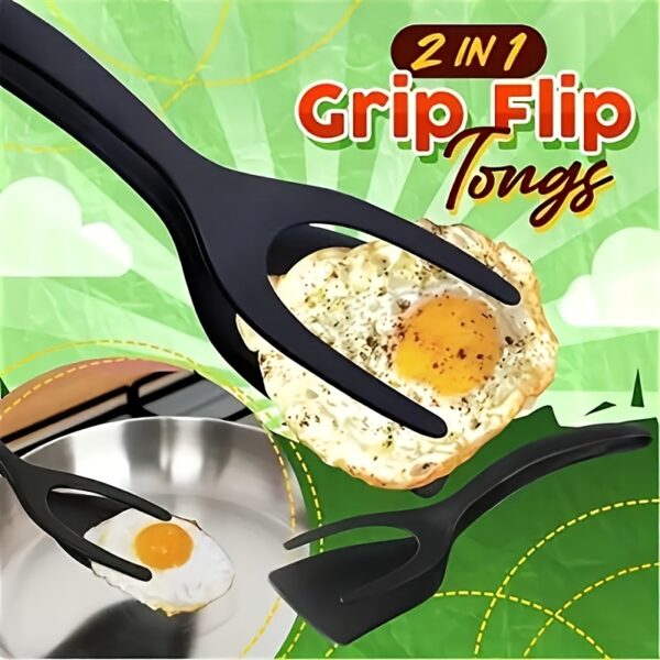 2-in-1 non-stick pan flipper for pancakes, eggs, and more; durable polypropylene spatula with hanging hole.