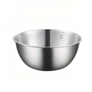 1Pc Stainless Steel Mixing Bowl with Measuring Guide for precise ingredient mixing and measuring.