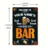 Personalized metal bar sign, ideal for wall hanging in a home pub.