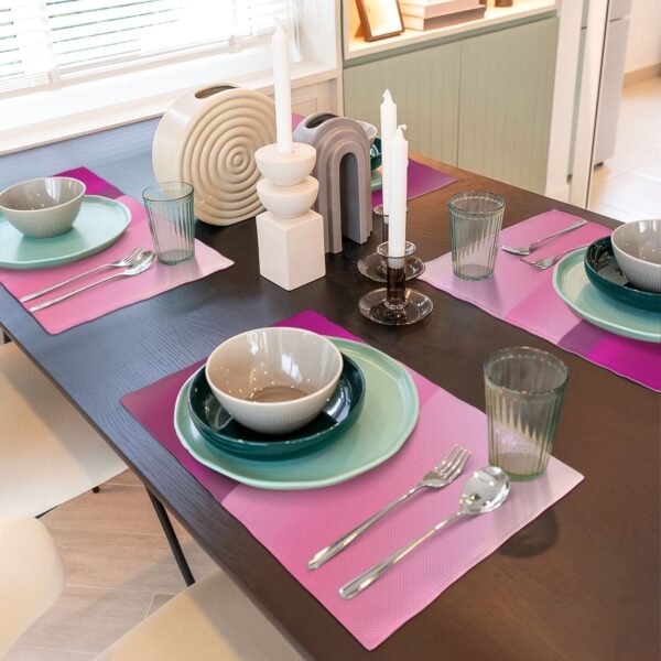 Custom photo and text placemats, personalized for Halloween or Christmas, made of washable polyester.