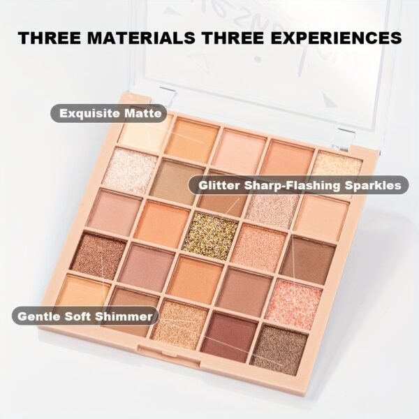 HOHOISYOU 25-Color Eyeshadow Palette with matte and shimmer finishes, waterproof earth tones, versatile makeup for all occasions, perfect for a holiday gift.