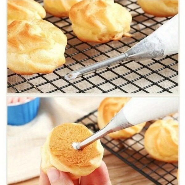 Stainless steel cream icing piping nozzle for cupcakes and puff pastry decoration.