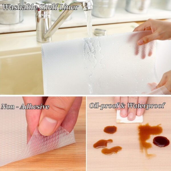 Waterproof Non-Slip Shelf Drawer Liner with Daisy Pattern, Plastic Mat for Kitchen Cabinet, Table, and Fridge