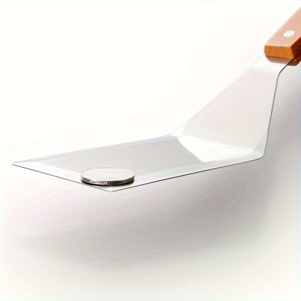 Premium stainless steel spatula set with wooden handles for cooking and flipping.