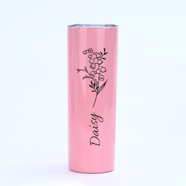 Personalized 20oz metal tumbler with custom name.
