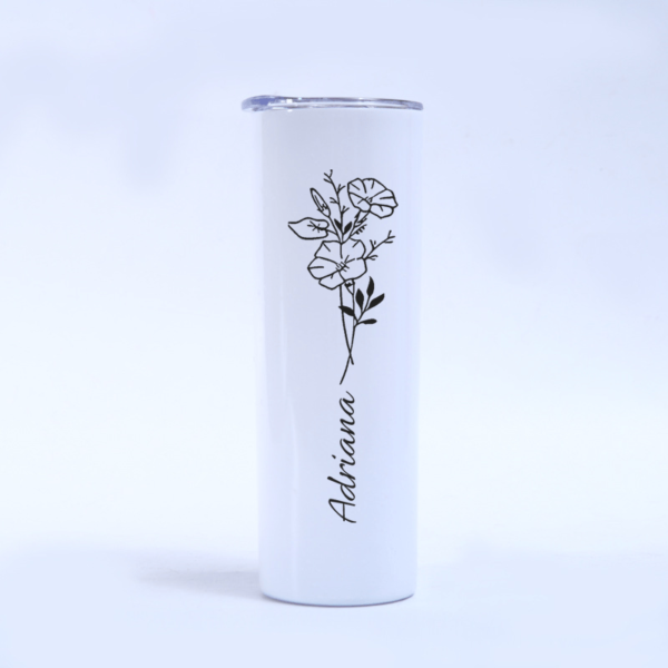 Personalized 20oz metal tumbler with custom name.