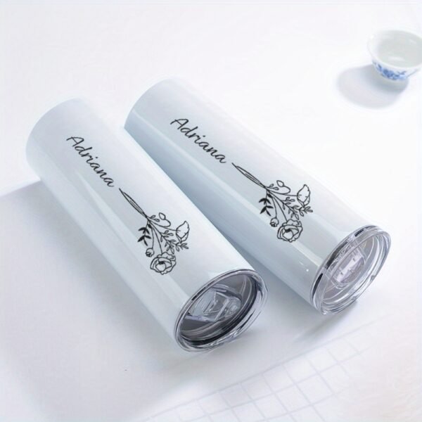 Personalized 20oz metal tumbler with custom name.