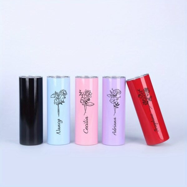 Personalized 20oz metal tumbler with custom name.