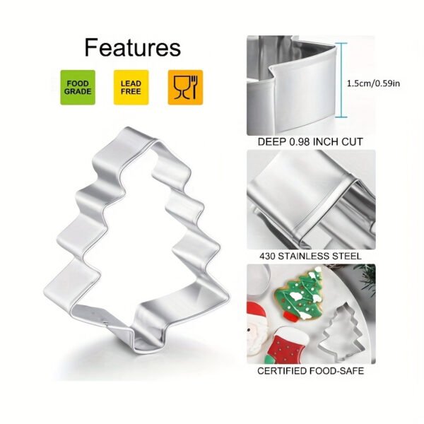 12-piece stainless steel Christmas cookie cutter set for festive baking.
