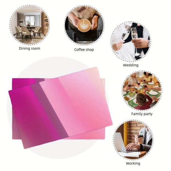 Custom photo and text placemats, personalized for Halloween or Christmas, made of washable polyester.