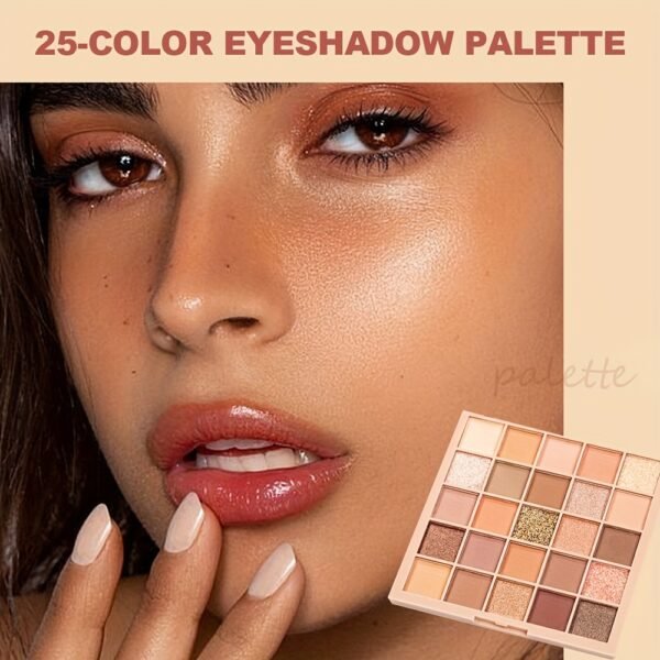HOHOISYOU 25-Color Eyeshadow Palette with matte and shimmer finishes, waterproof earth tones, versatile makeup for all occasions, perfect for a holiday gift.