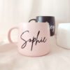 Custom ceramic coffee mug from CozyCup with personalized design.