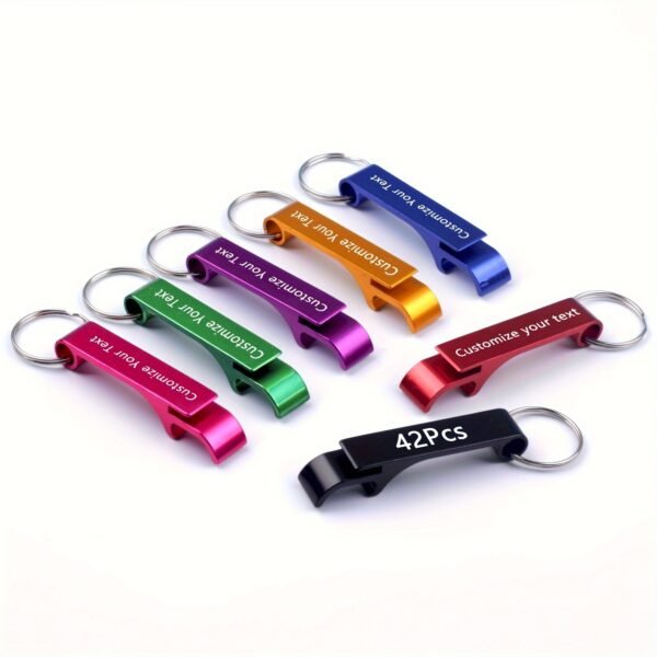 42pcs Customizable Multi-Color Metal Bottle Opener Keychain Set - Durable and Portable