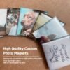 10-pack custom photo magnets, 5.08x5.08cm, with personalized pictures.