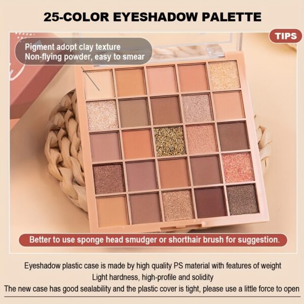 HOHOISYOU 25-Color Eyeshadow Palette with matte and shimmer finishes, waterproof earth tones, versatile makeup for all occasions, perfect for a holiday gift.