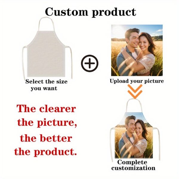 Custom linen kitchen apron with personalized design, oil-resistant.