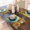 Custom linen placemats with personalized photo and text.