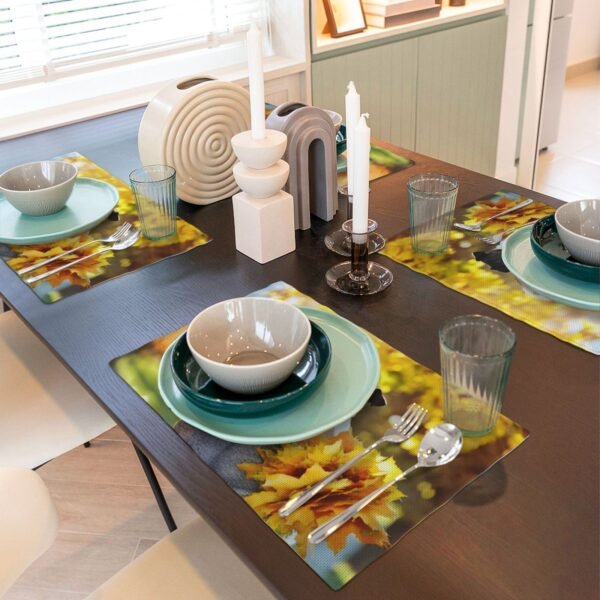 Custom linen placemats with personalized photo and text.
