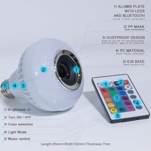 Disco Audio Music Multi Color Dimmable Lamp 12W