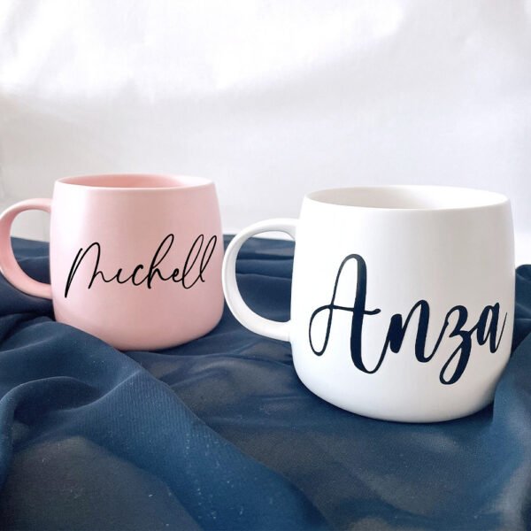 Custom ceramic coffee mug from CozyCup with personalized design.