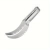 Stainless steel watermelon slicer with an easy-grip handle for cutting cubes and wedges.