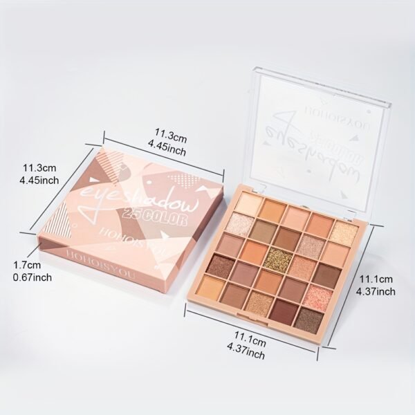 HOHOISYOU 25-Color Eyeshadow Palette with matte and shimmer finishes, waterproof earth tones, versatile makeup for all occasions, perfect for a holiday gift.