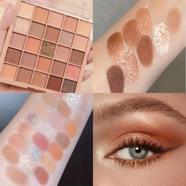 HOHOISYOU 25-Color Eyeshadow Palette with matte and shimmer finishes, waterproof earth tones, versatile makeup for all occasions, perfect for a holiday gift.
