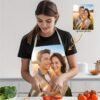 Custom linen kitchen apron with personalized design, oil-resistant.